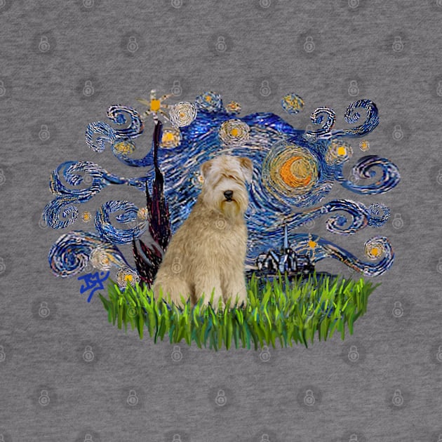 Wheaten Terrier in Adapted Starry Night by Dogs Galore and More